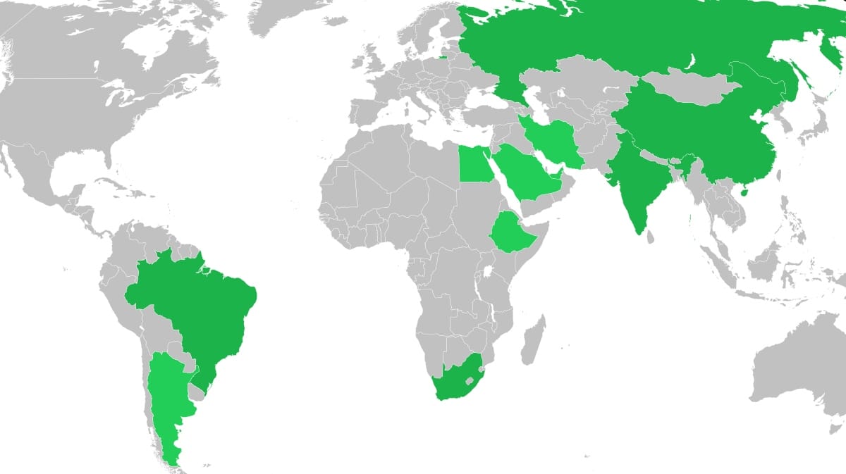 Algunos países miembros de los BRICS